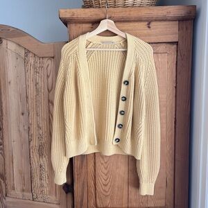 Everlane | Yellow Button-Up Knit Cardigan